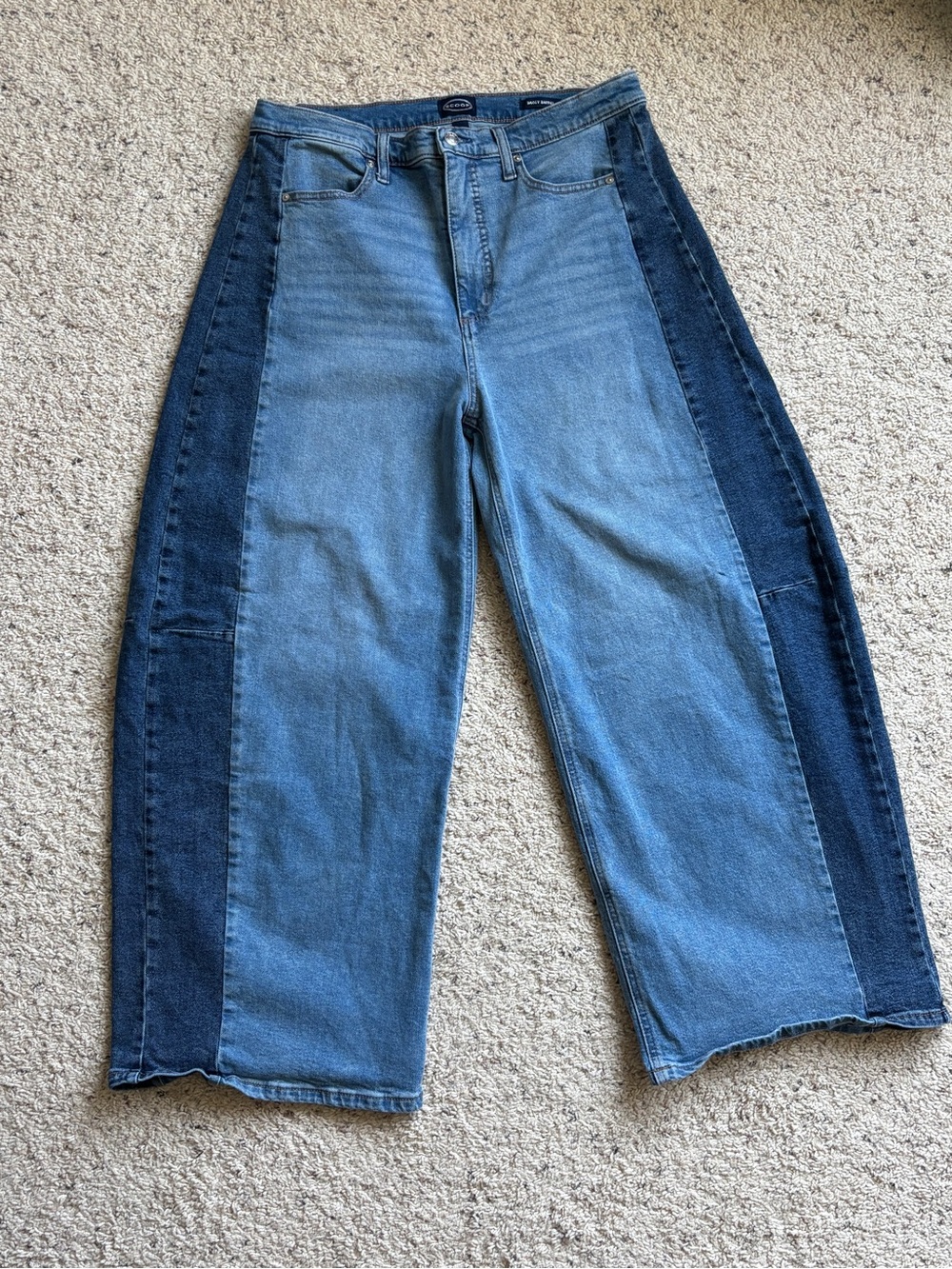 Scoop baggy barrel Two-Tone Blue Wide-Leg Panel Jeans women’s 12